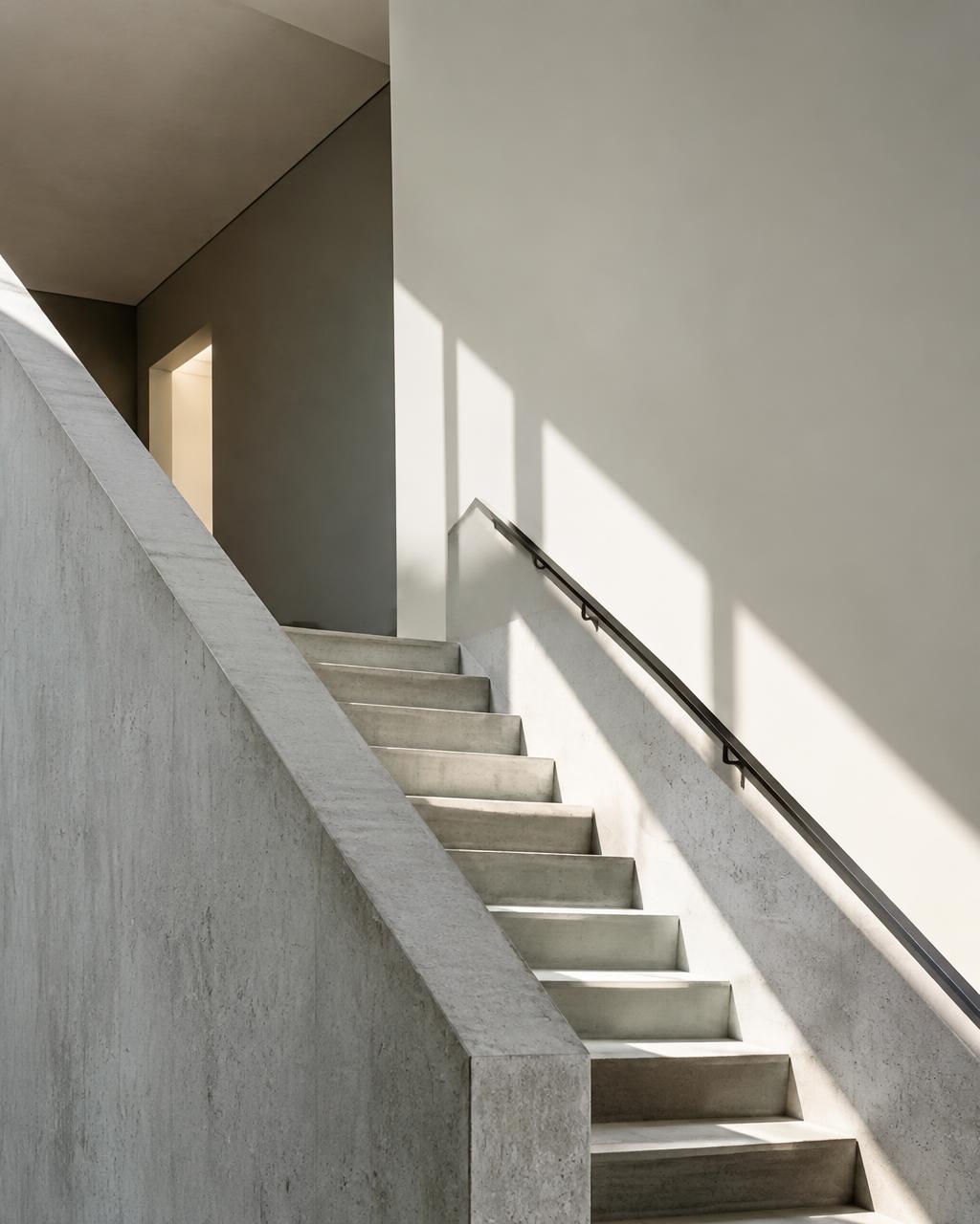 Escalera de concreto con luz natural